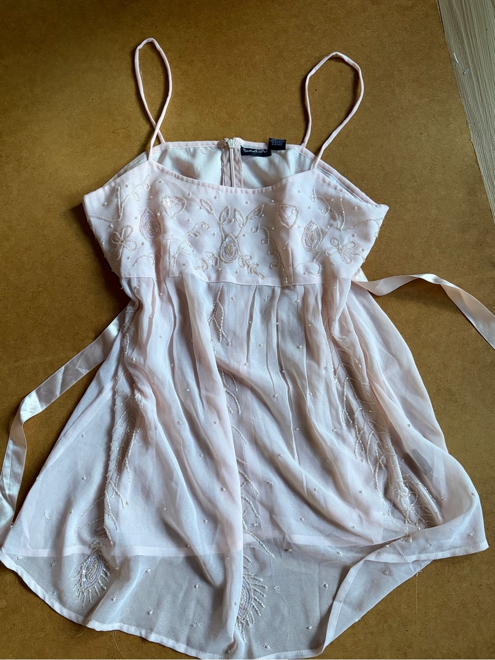 Girls' Light Pink Embroidered Party Dress